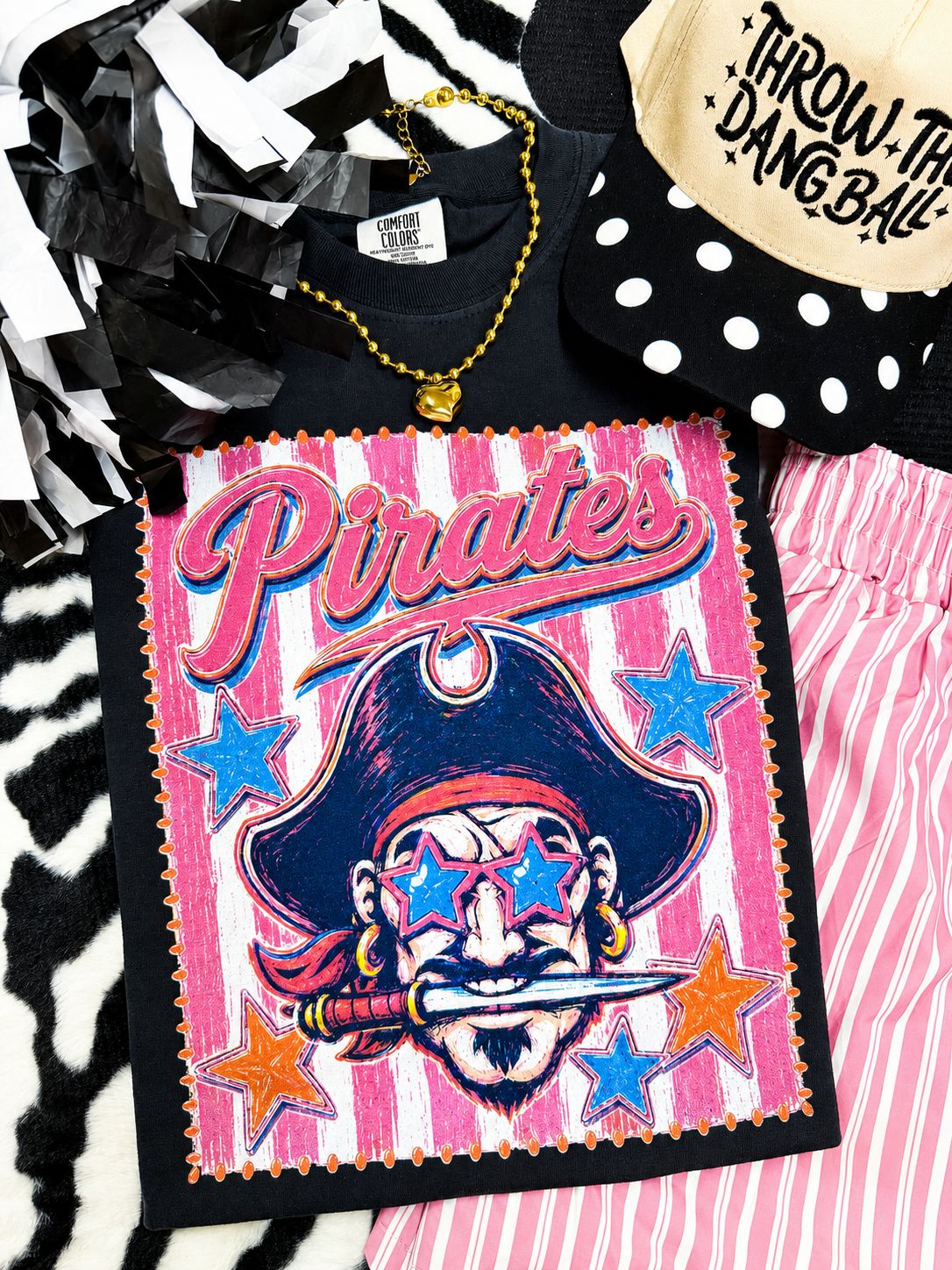 Pirates Pink Stripe Preppy Tee