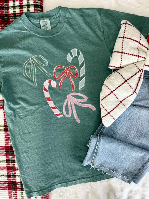Candy and Bows Holiday Season Graphic Tee