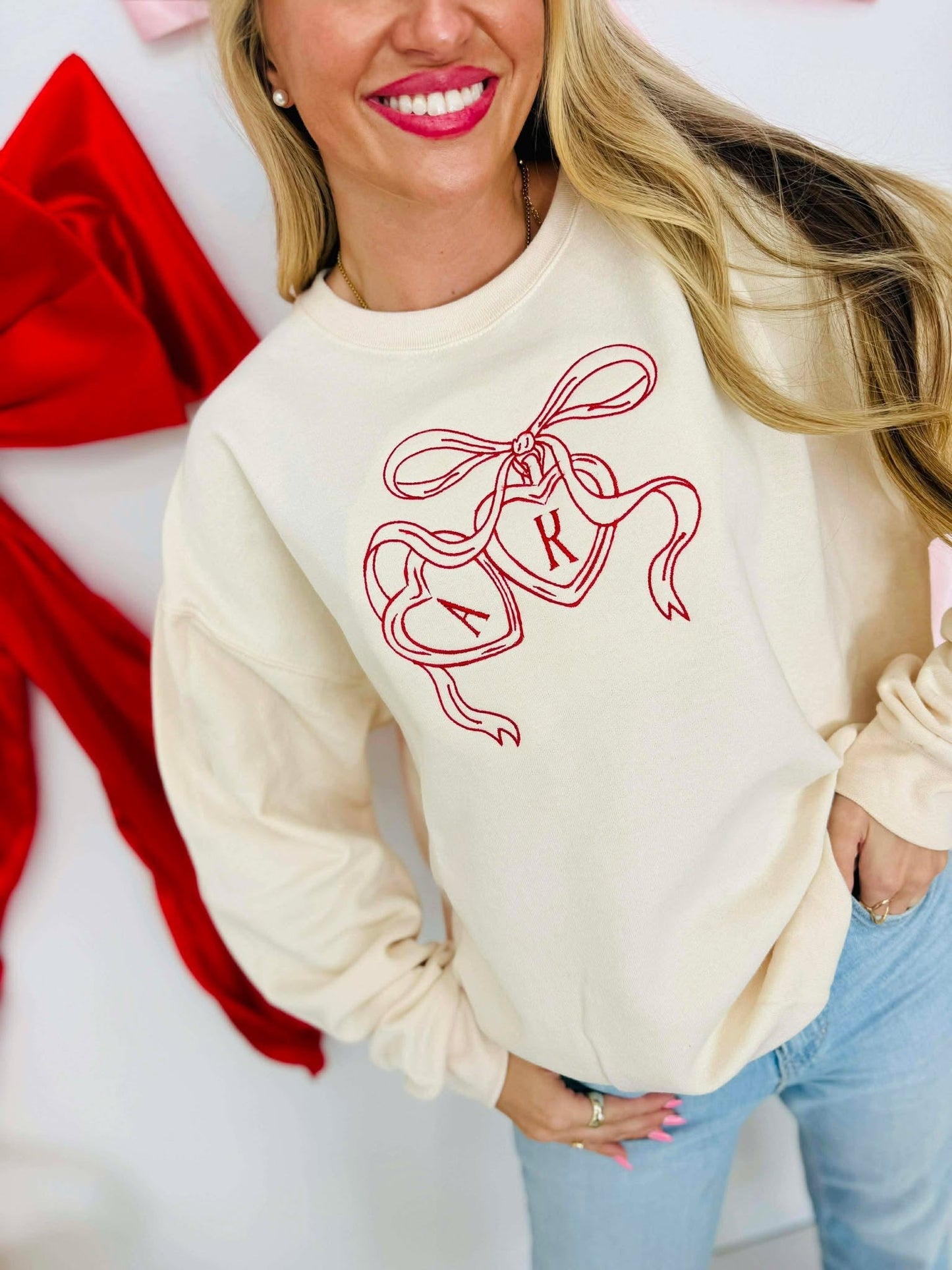 Custom Locket Initials Embroidered Sweatshirt