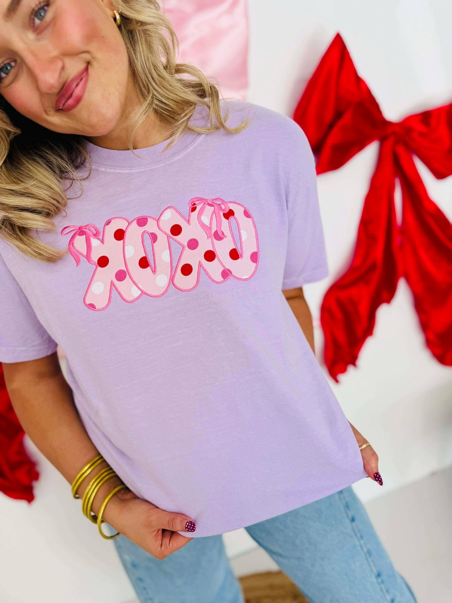 Xoxo Polka Dot Applique Tee