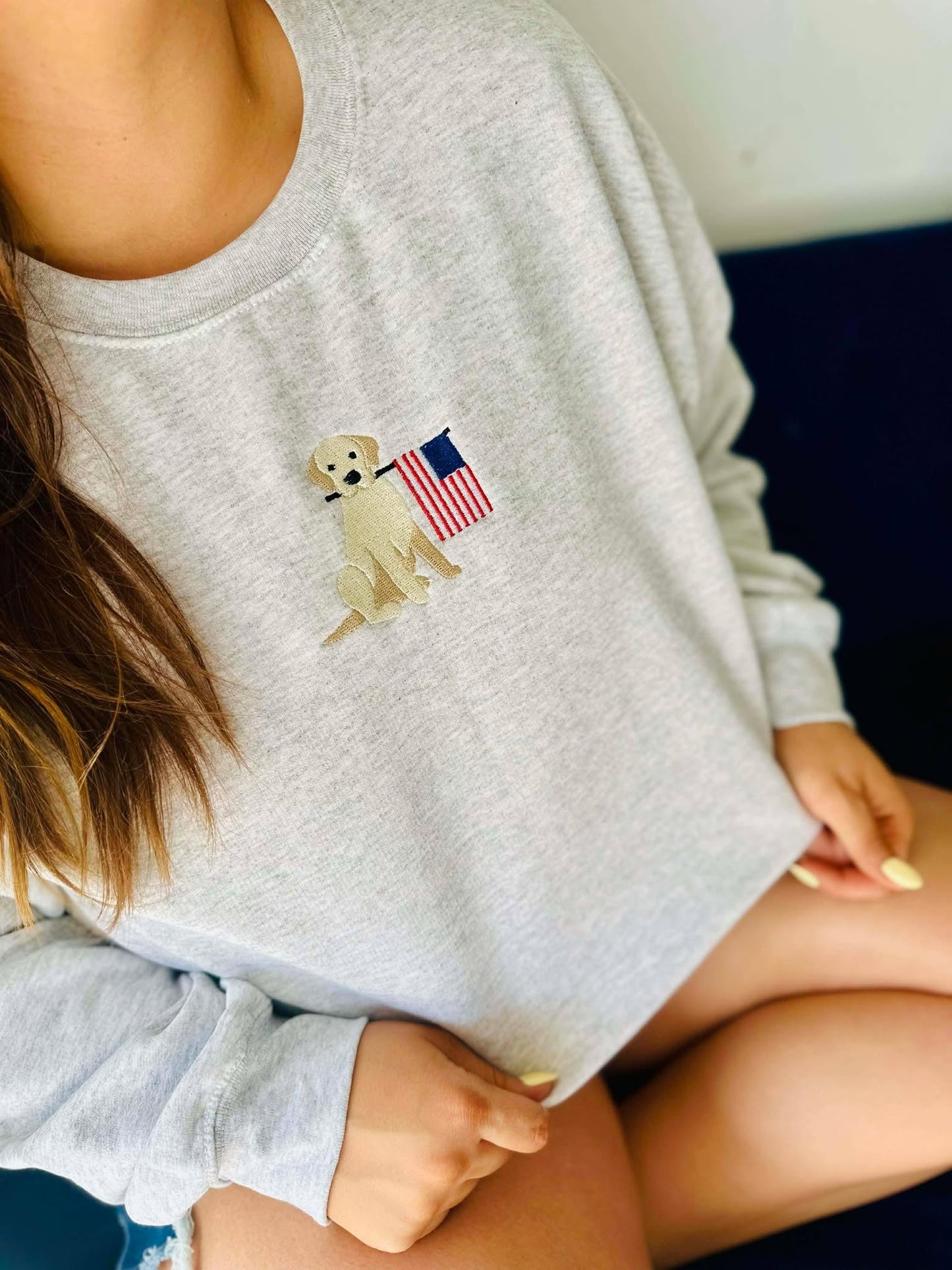 Patriotic Dog JULY30 Embroidered Apparel