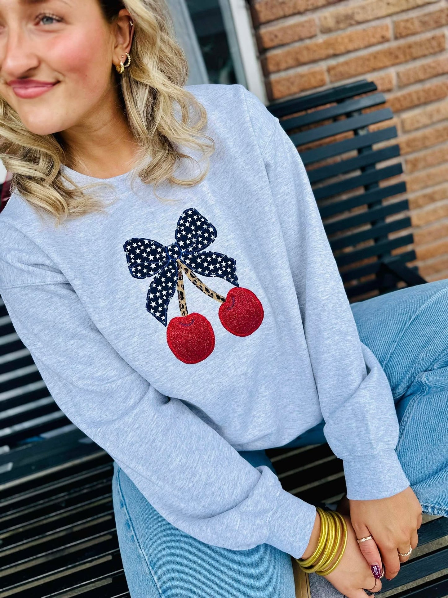 American Cherries Applique Sweatshirt
