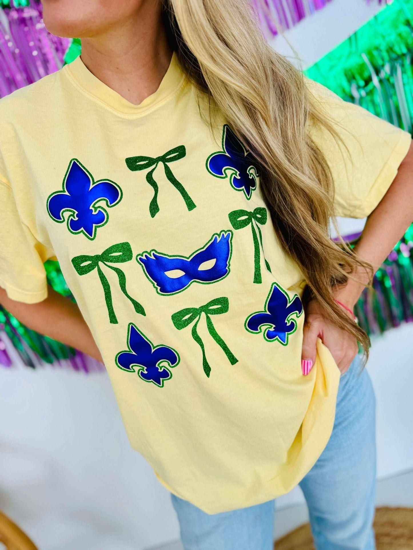 Mardi Gras Stack Puff And Glitter Vinyl Tee