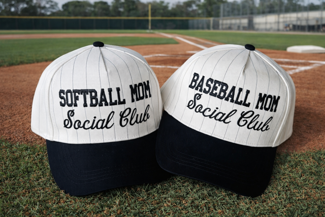 Baseball/Softball Mom Social Club Pin Stripes Hats