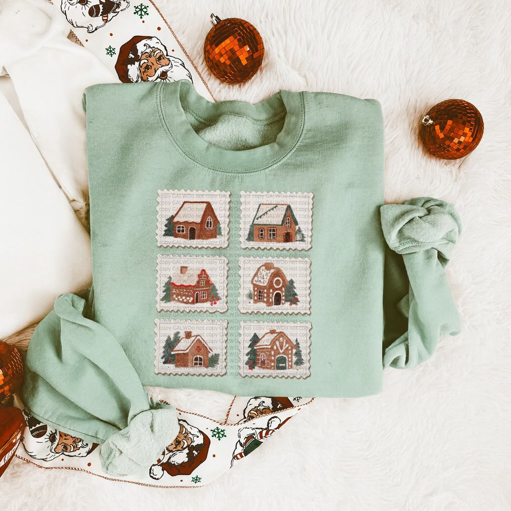Gingerbread house stamps tee or sweatshirt