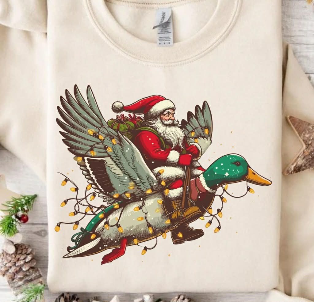 Mallard Santa Sleigh DTF Graphic Sweatshirt
