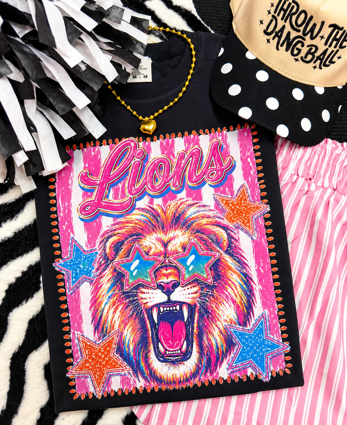Lions Pink Stripe Preppy Tee