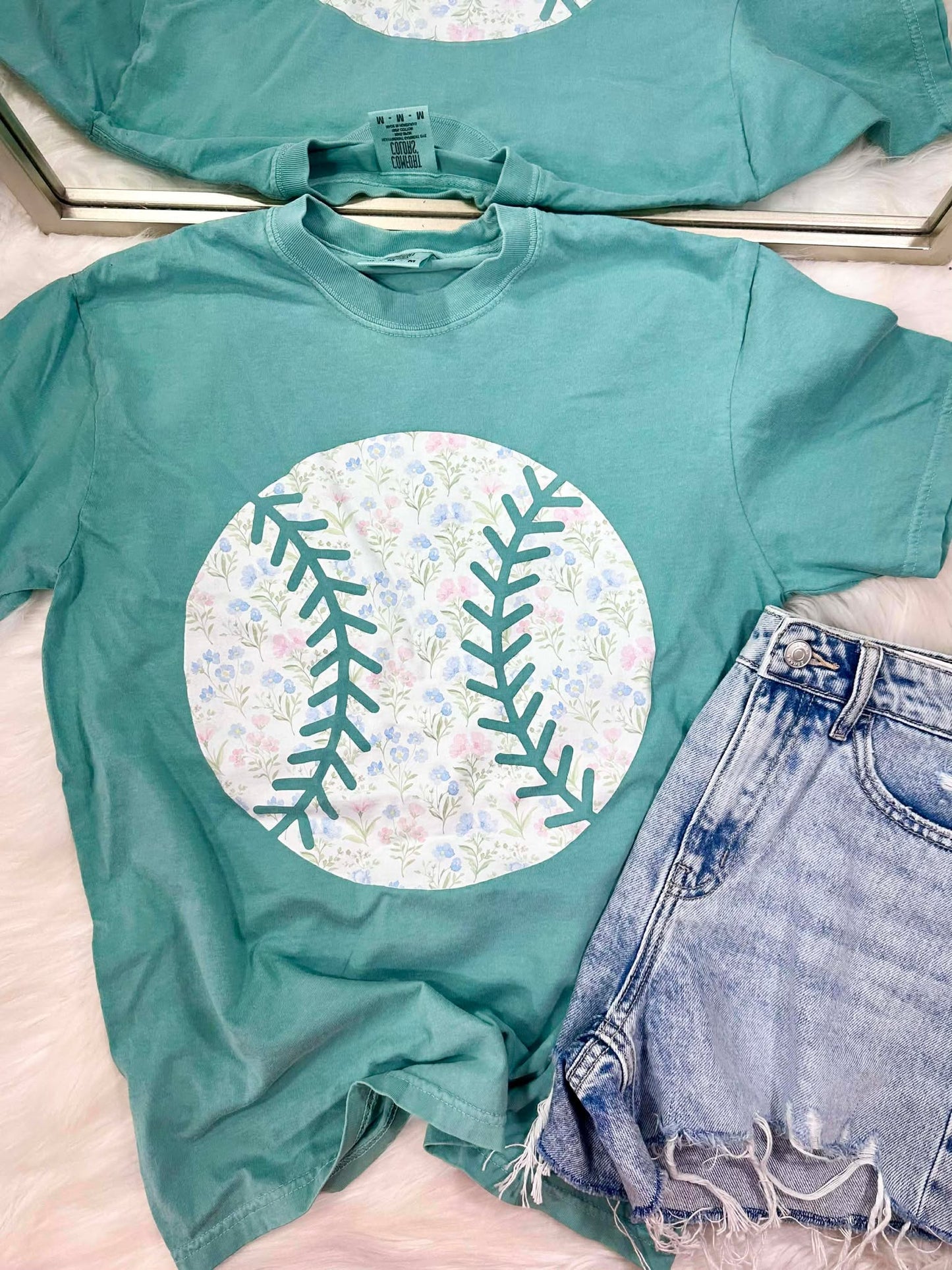 Baseball Spring Floral DTF Tee