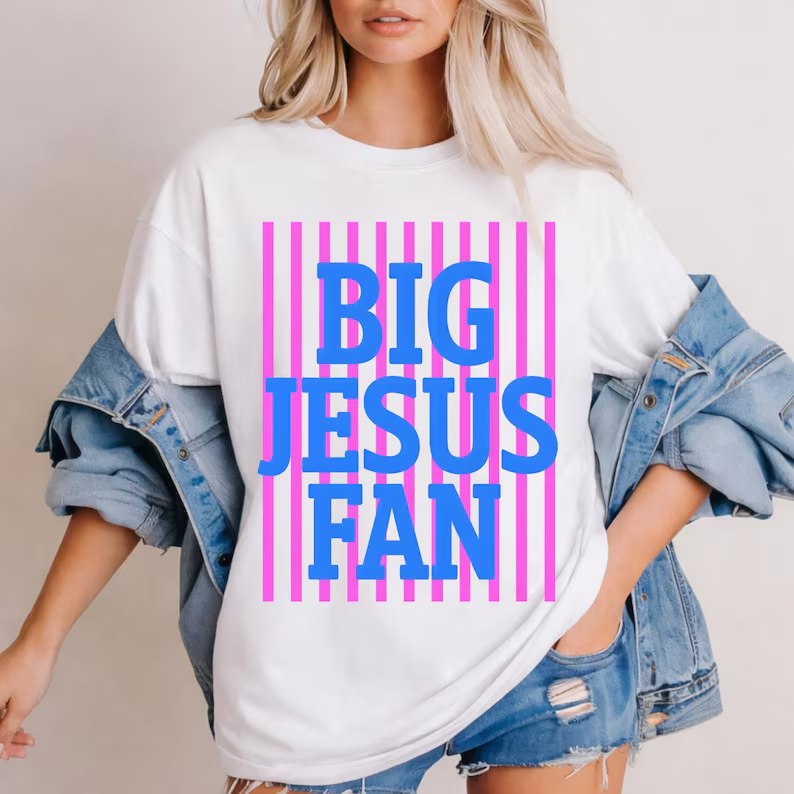 Big Jesus Fan Striped DTF Apparel