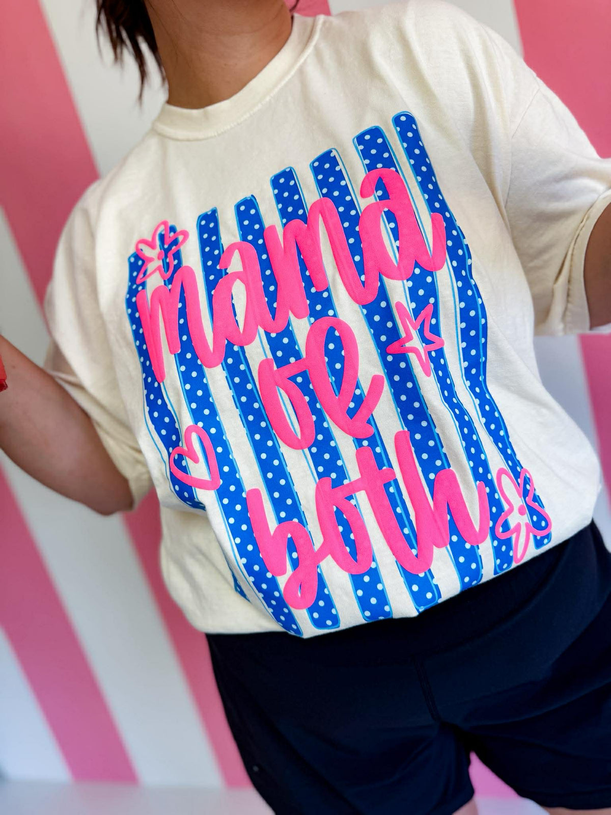 Mama of Both Striped DTF MAMA53 Graphic