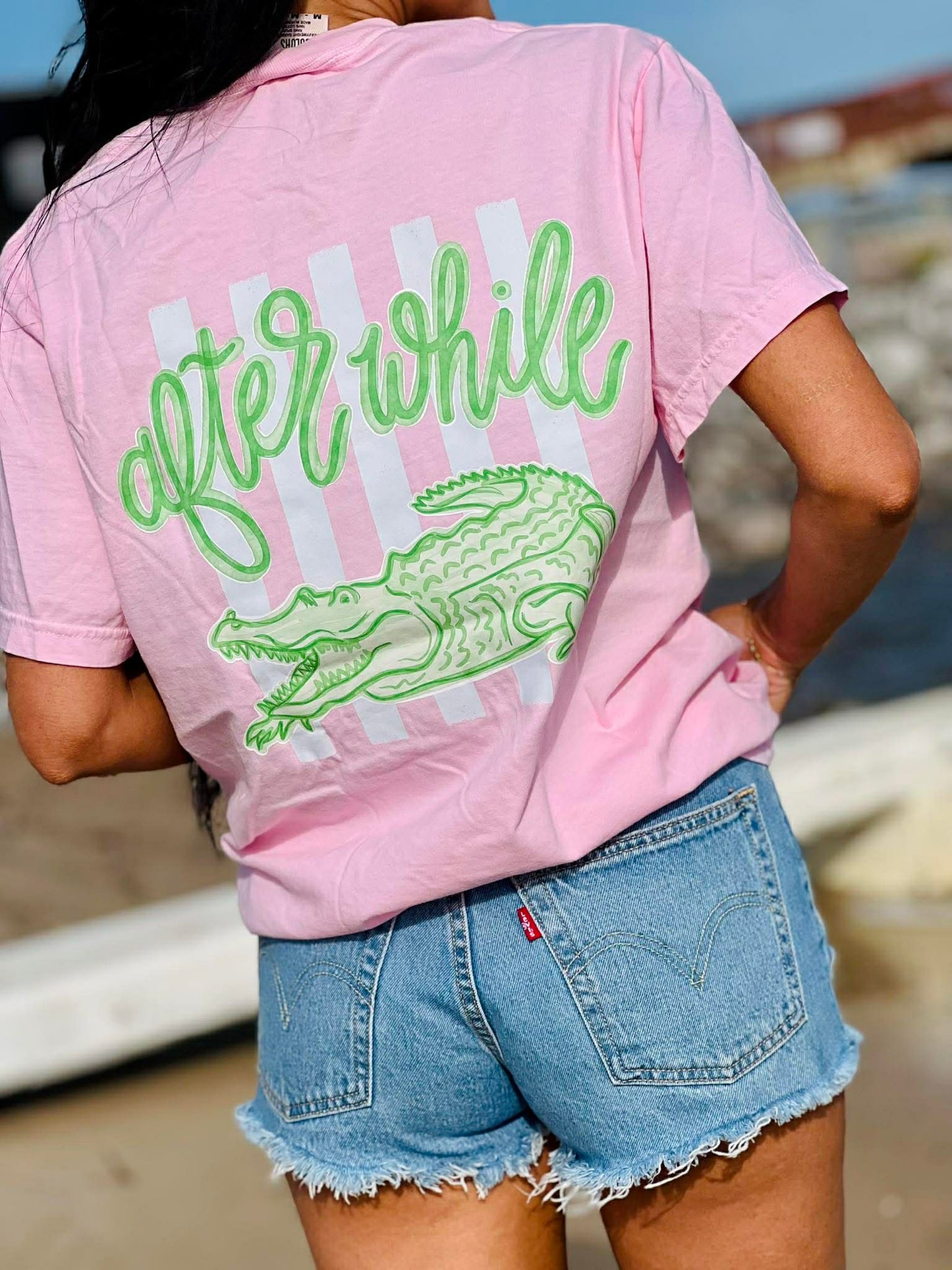 Striped Later Gator, After While Crocodile Front & Back DTF