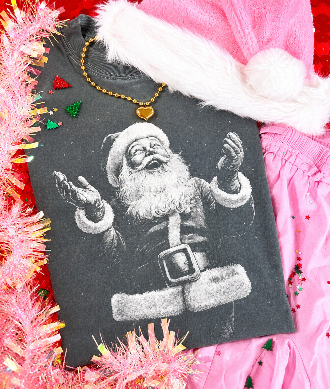 Cheerful Two Tone Santa Tee/Long Sleeve