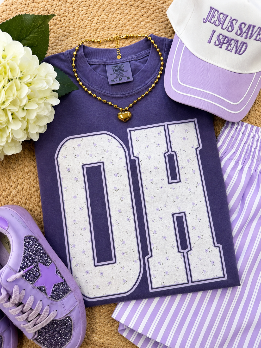 OH Purple Floral State Tee