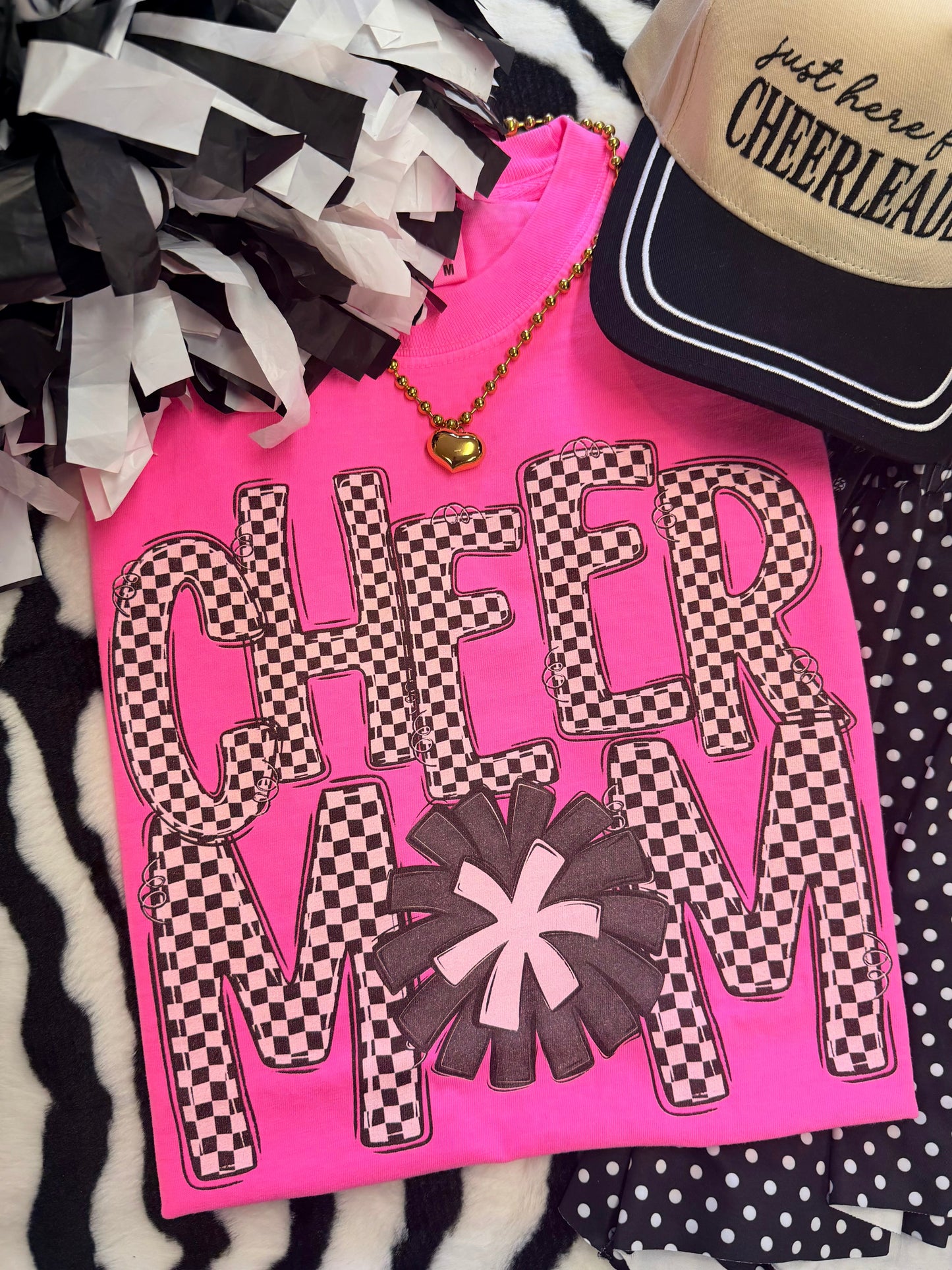 Cheer Mom Checkered Tee