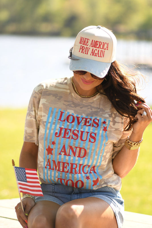**SALE** RTS Loves Jesus And America Too Camo Tee