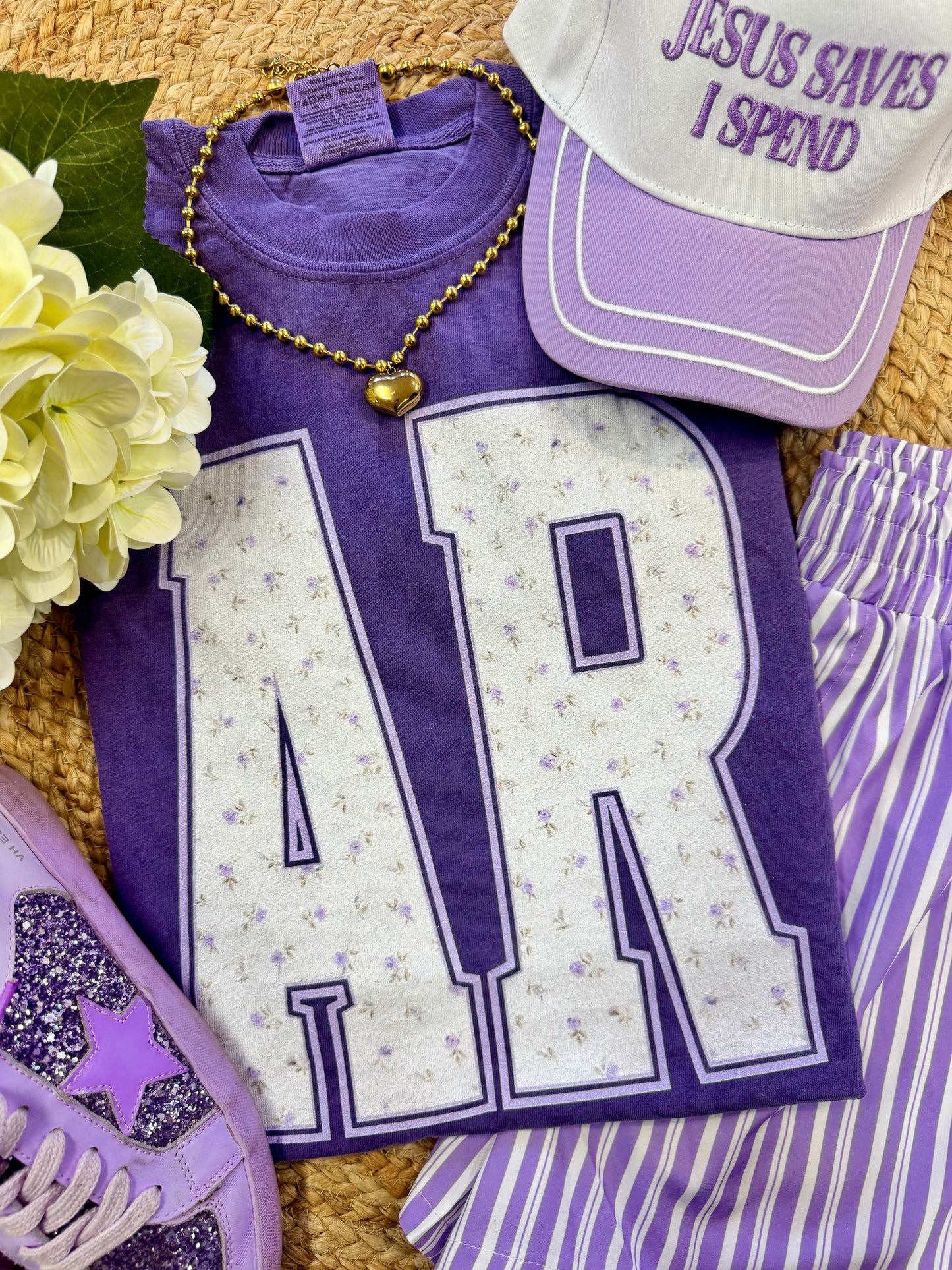 AR Purple Floral State Tee