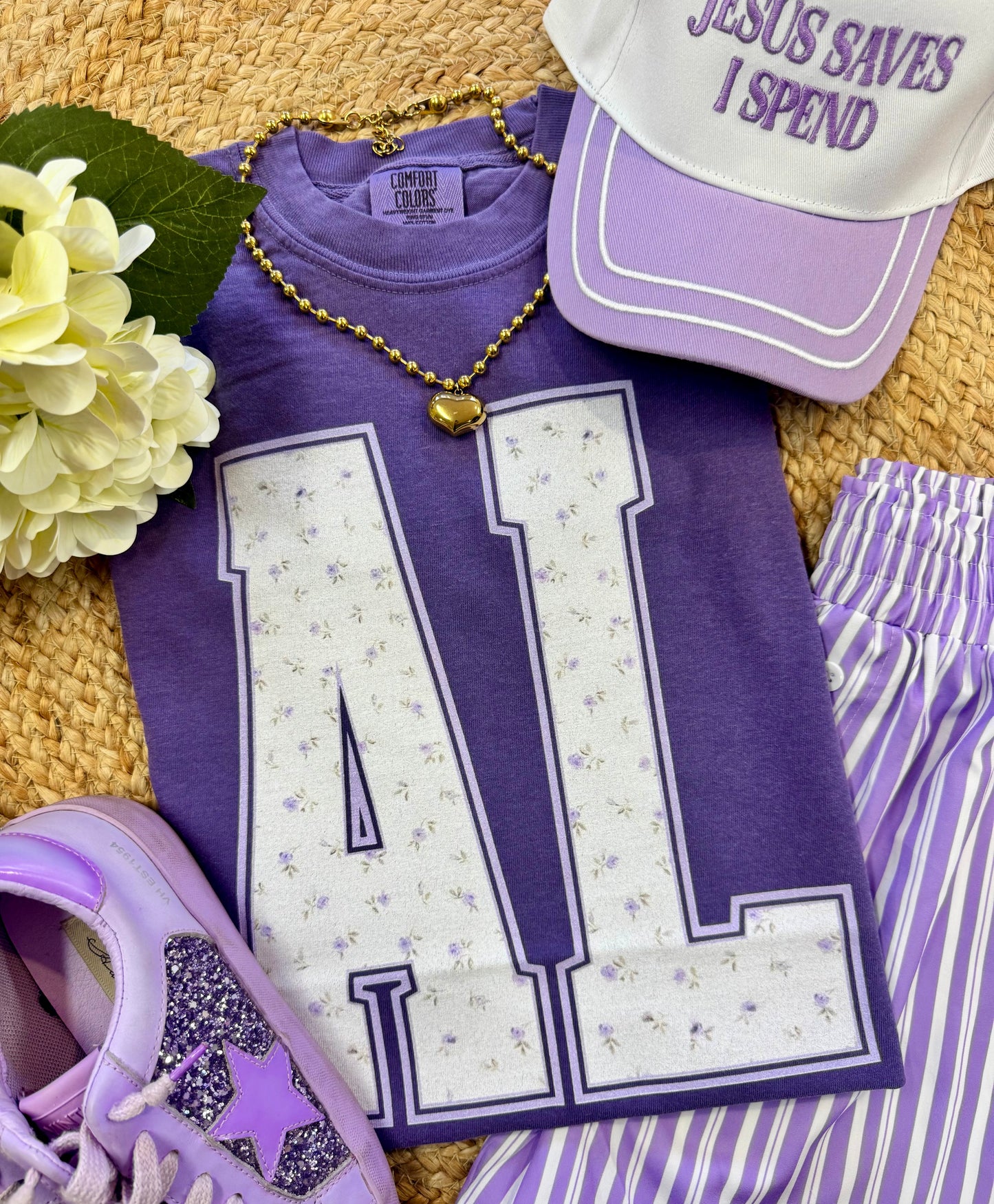 AL Purple Floral State Tee