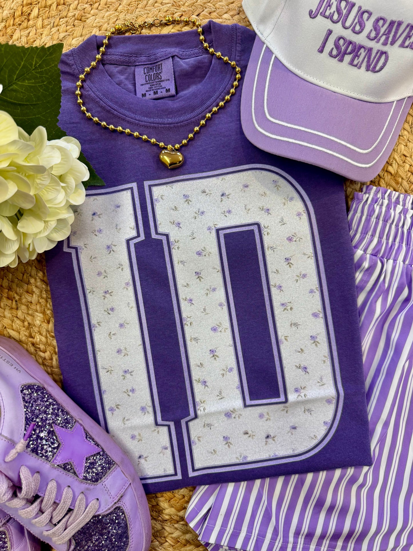 ID Purple Floral State Tee