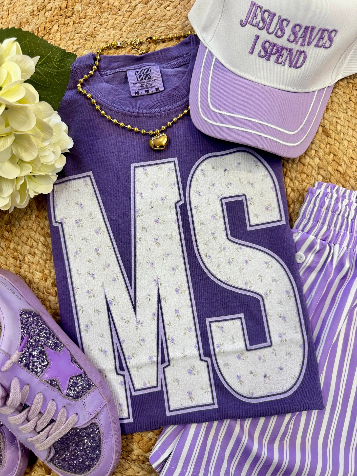 MS Purple Floral State Tee