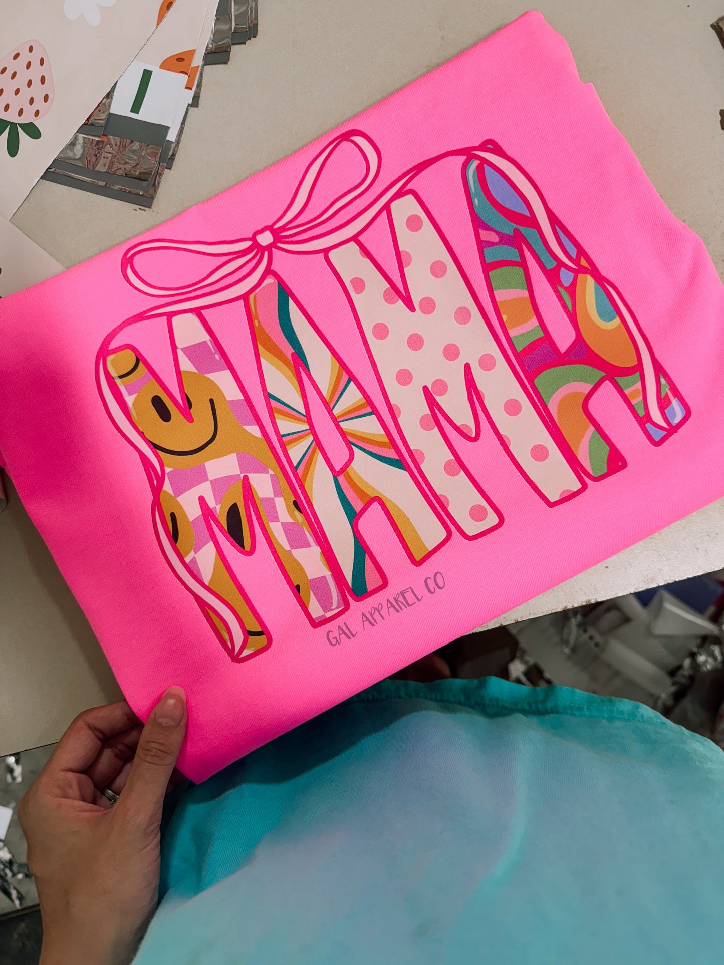 Mama Bow Graphic Tee | Retro Colorful Mama Shirt | Trendy Mom Graphic Tee
