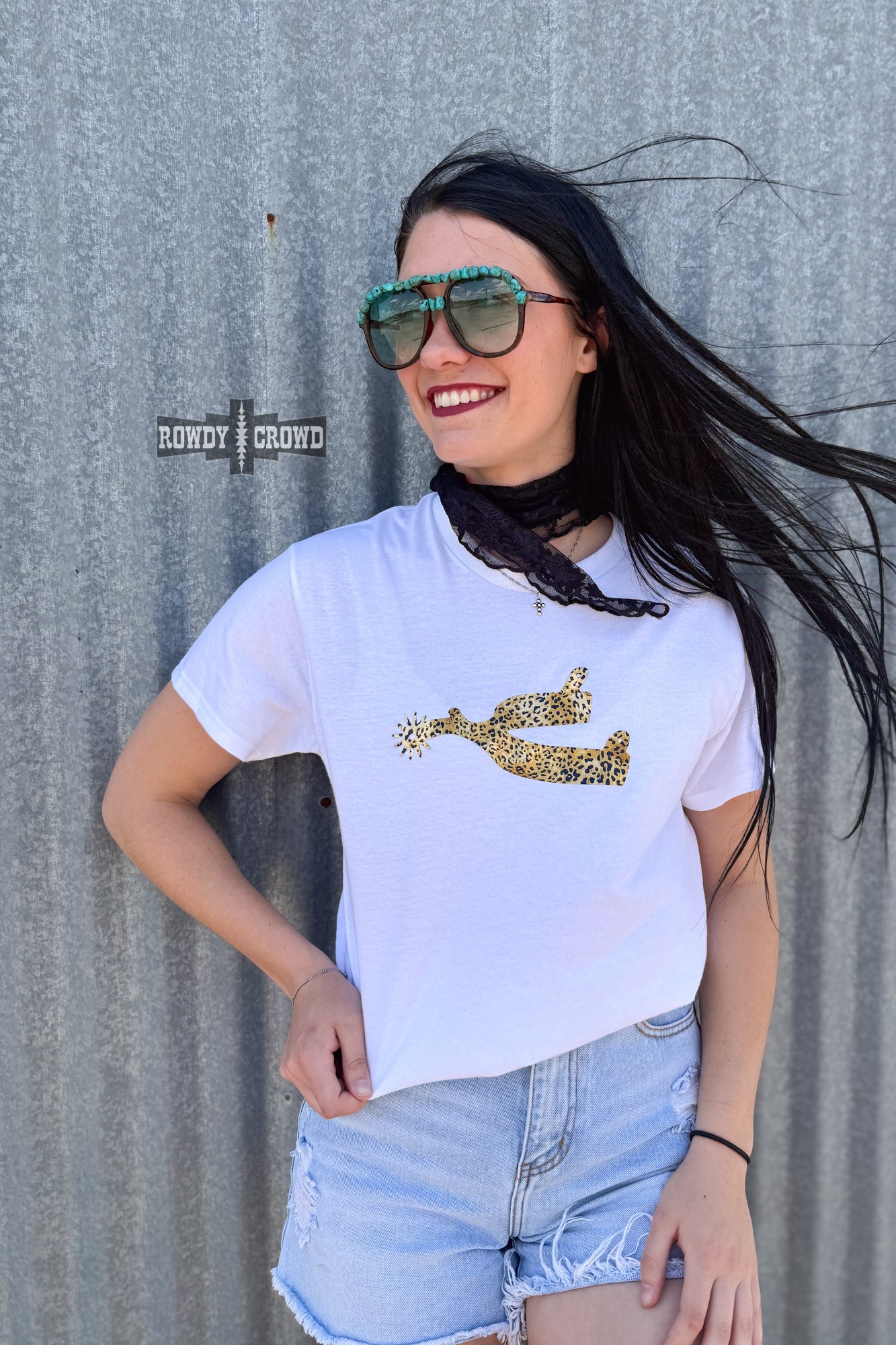 Leopard Spur Tee- WHITE