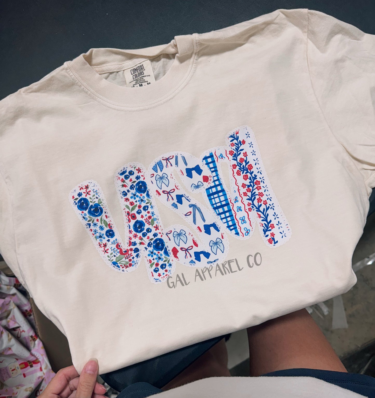 USA faux lace 4th if july tee or sweatshirt