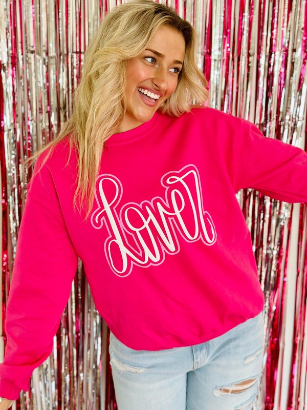 Lover Cursive Double Puff Glitter Vinyl Sweatshirt