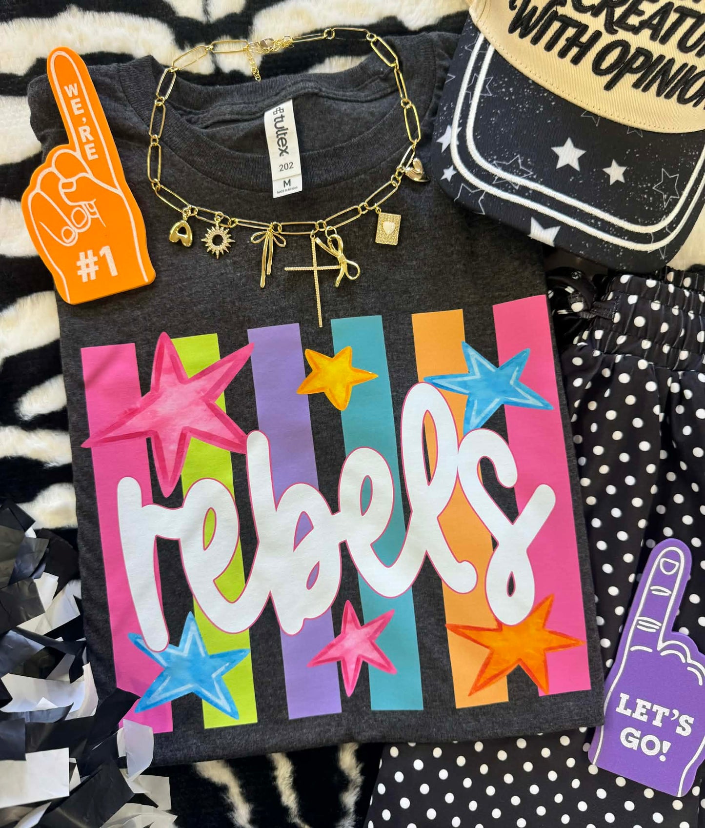 REBELS NEON RAINBOW STARS TEE