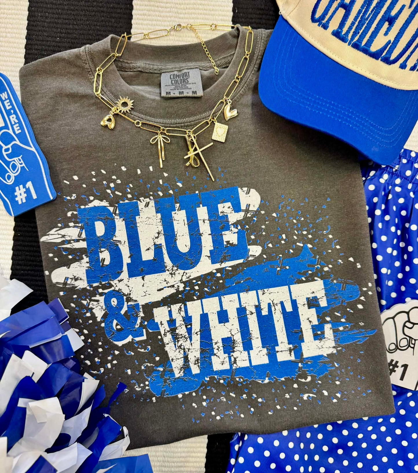 BLUE & WHITE SPLATTER TEE