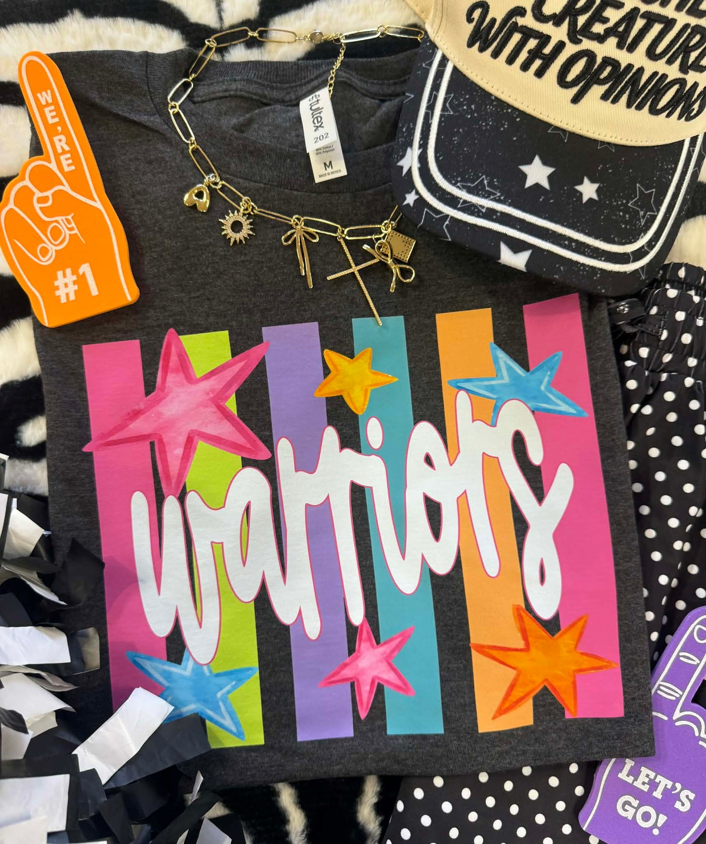 WARRIORS NEON RAINBOW STARS TEE
