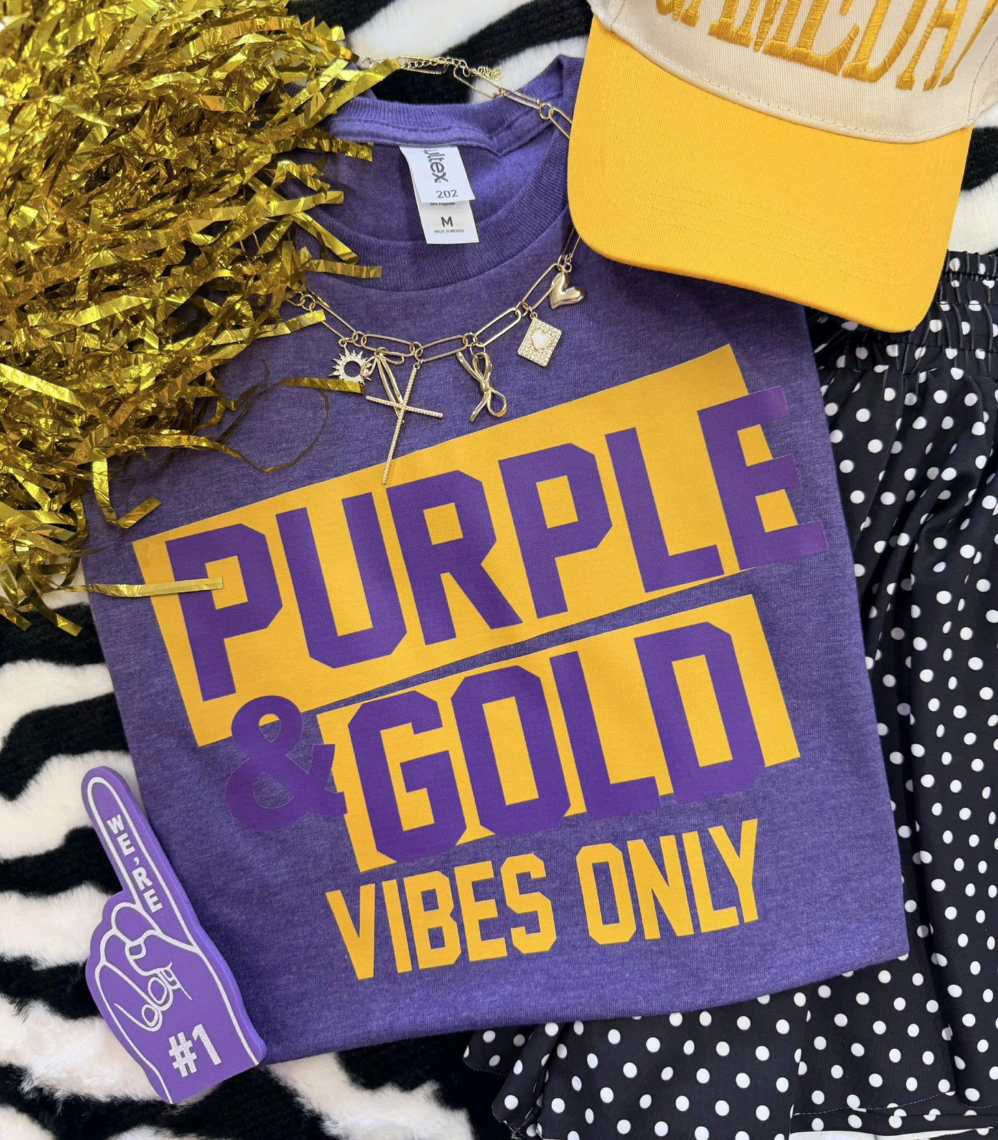 PURPLE & GOLD VIBES ONLY TEE