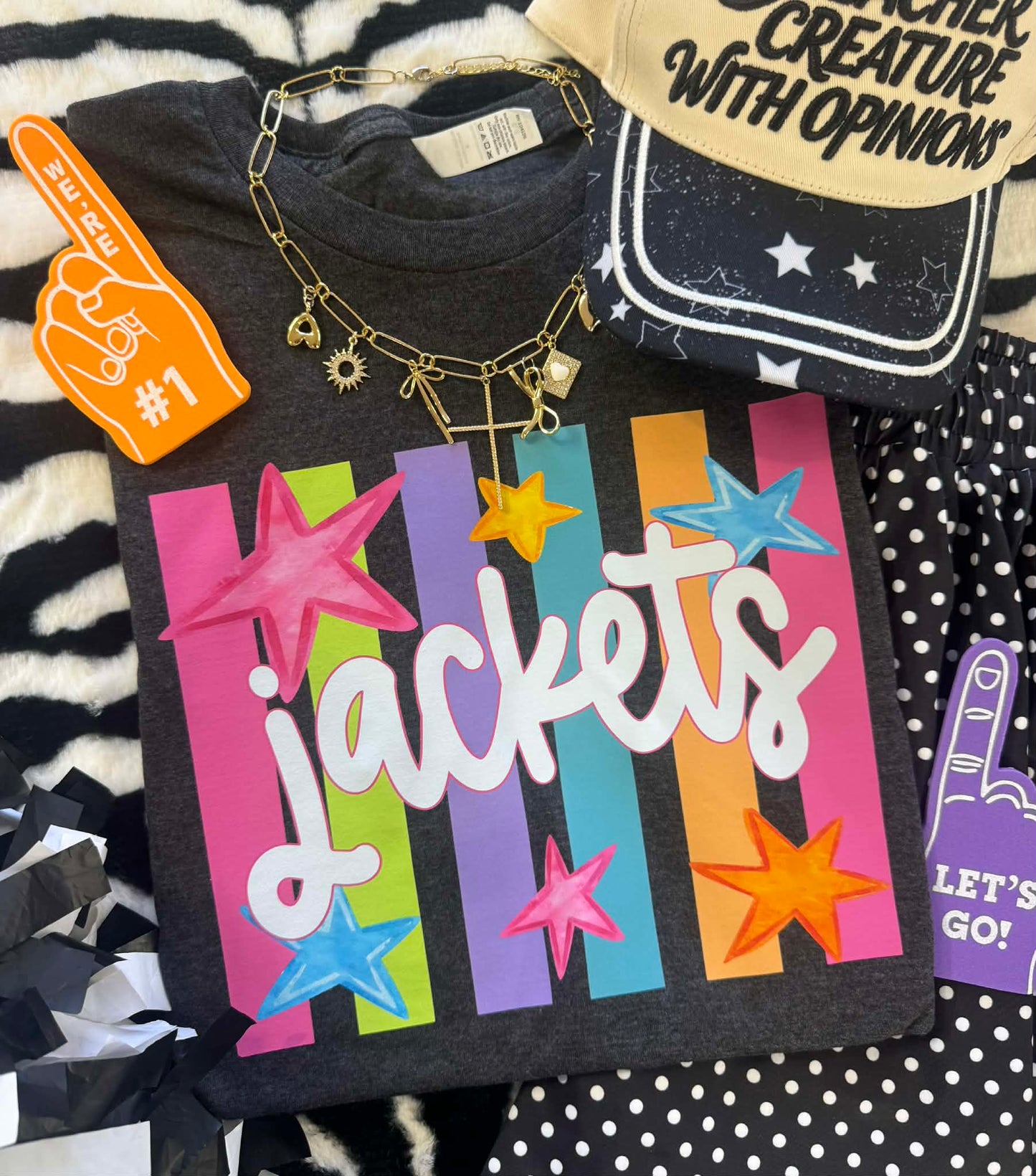 JACKETS NEON RAINBOW STARS TEE