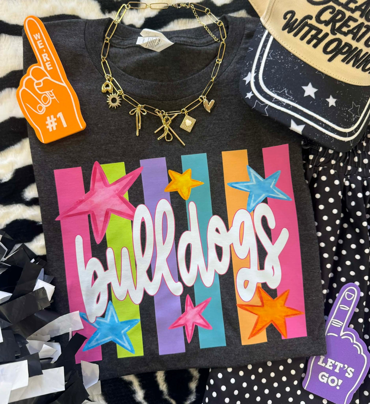 BULLDOGS NEON RAINBOW STARS TEE