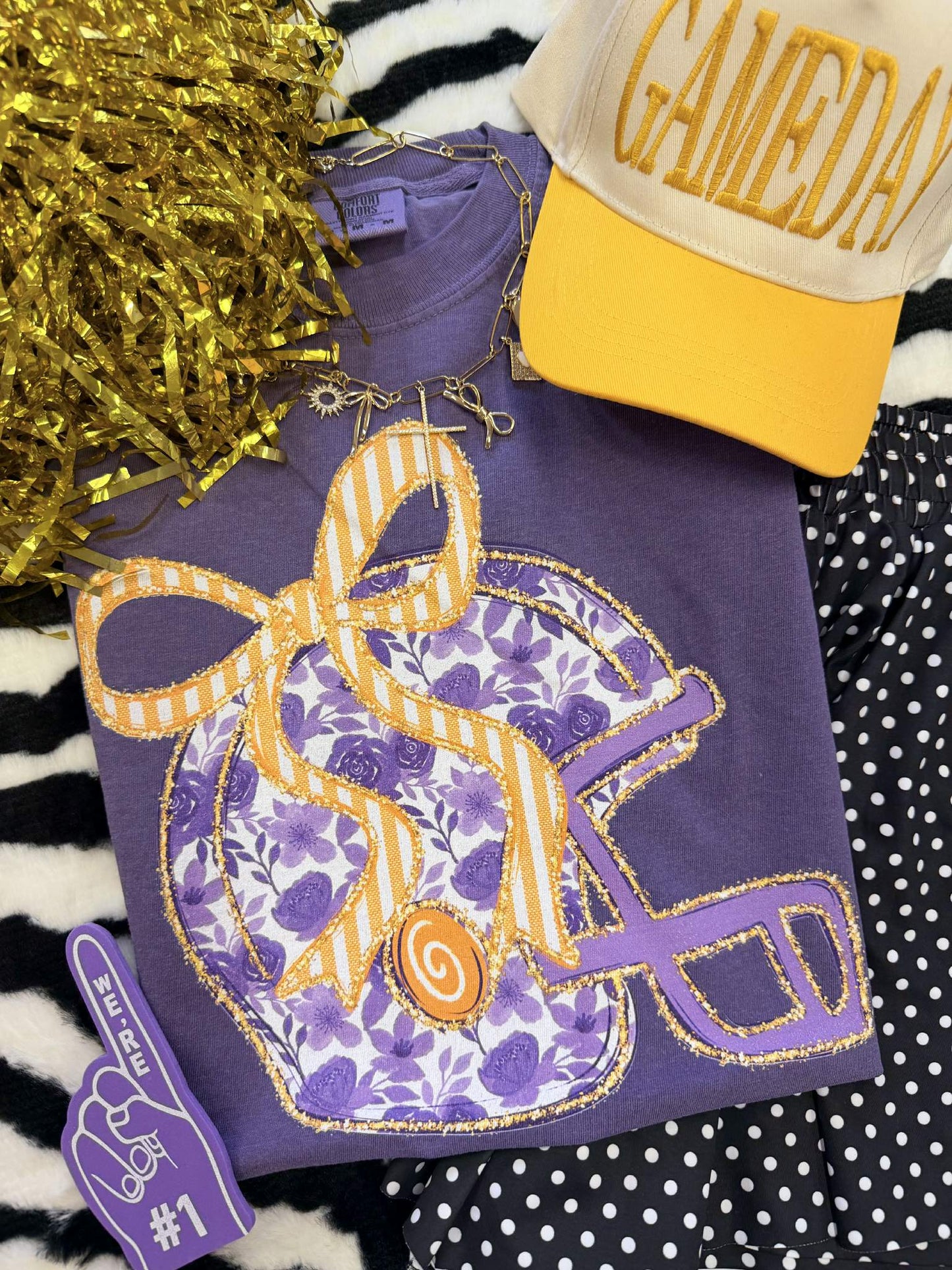PURPLE FLORAL HELMET TEE