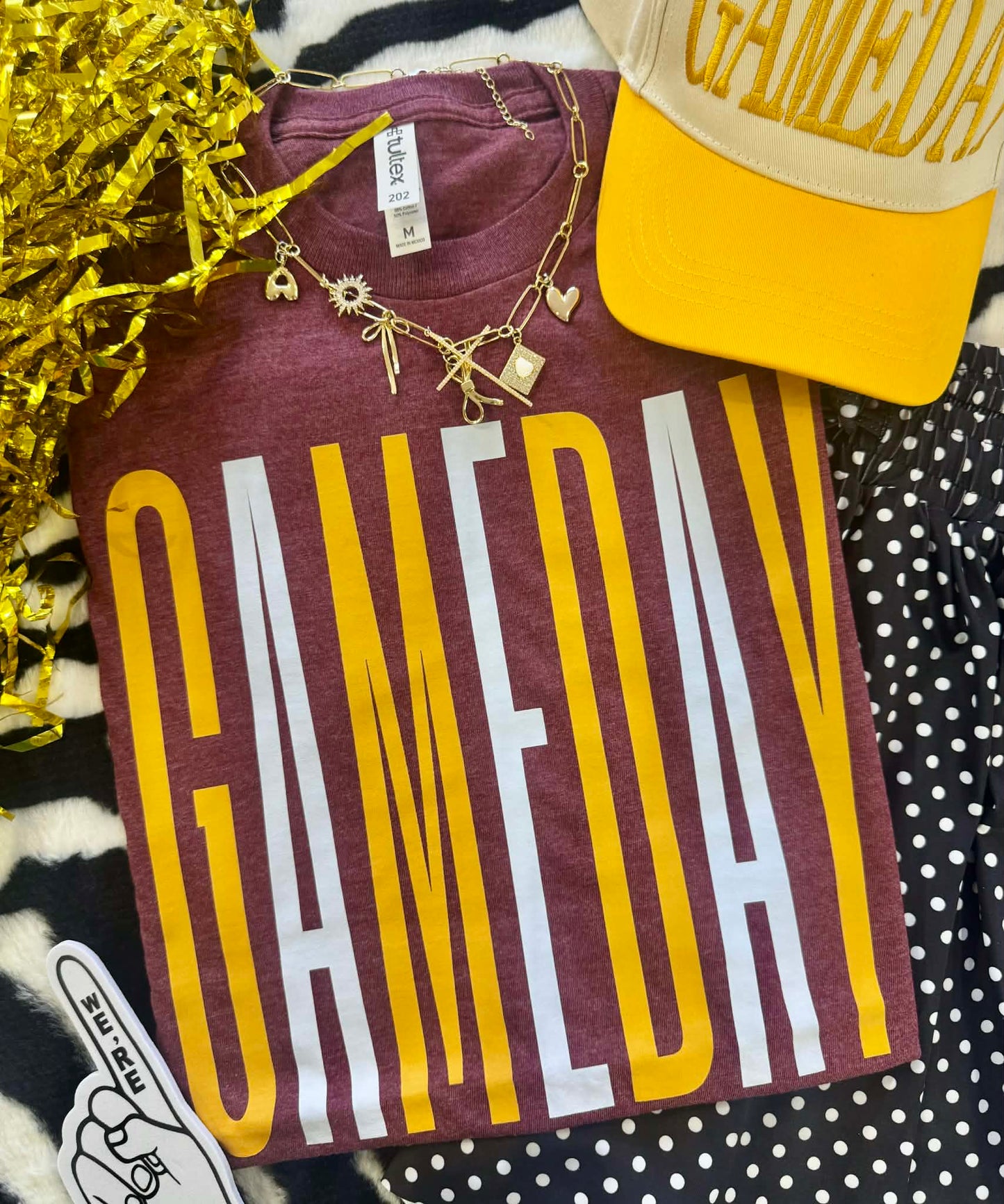 TALL WHITE & GOLD GAMEDAY MAROON TEE