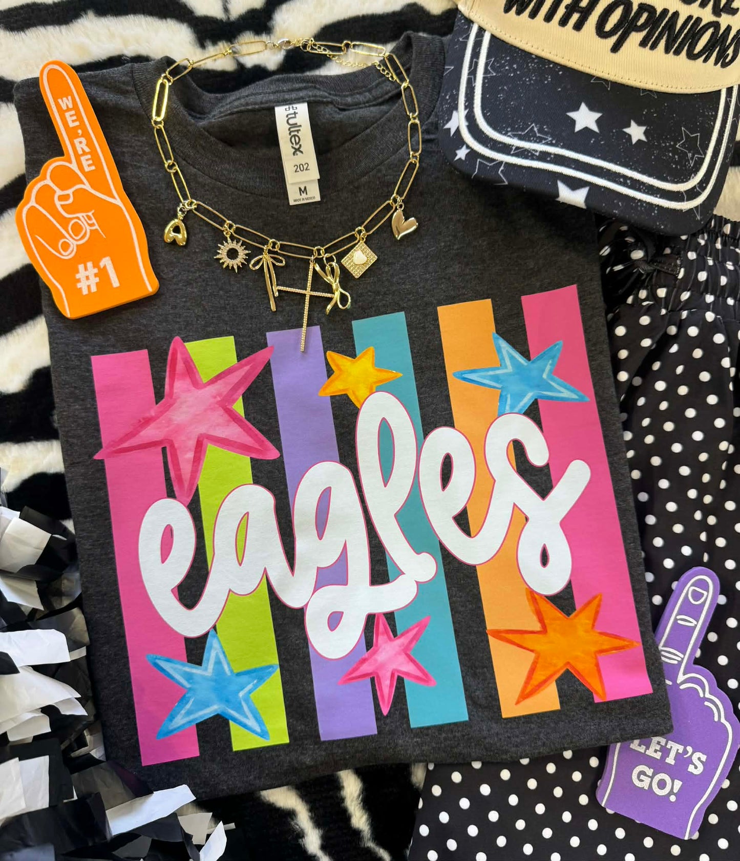 EAGLES NEON RAINBOW STARS TEE