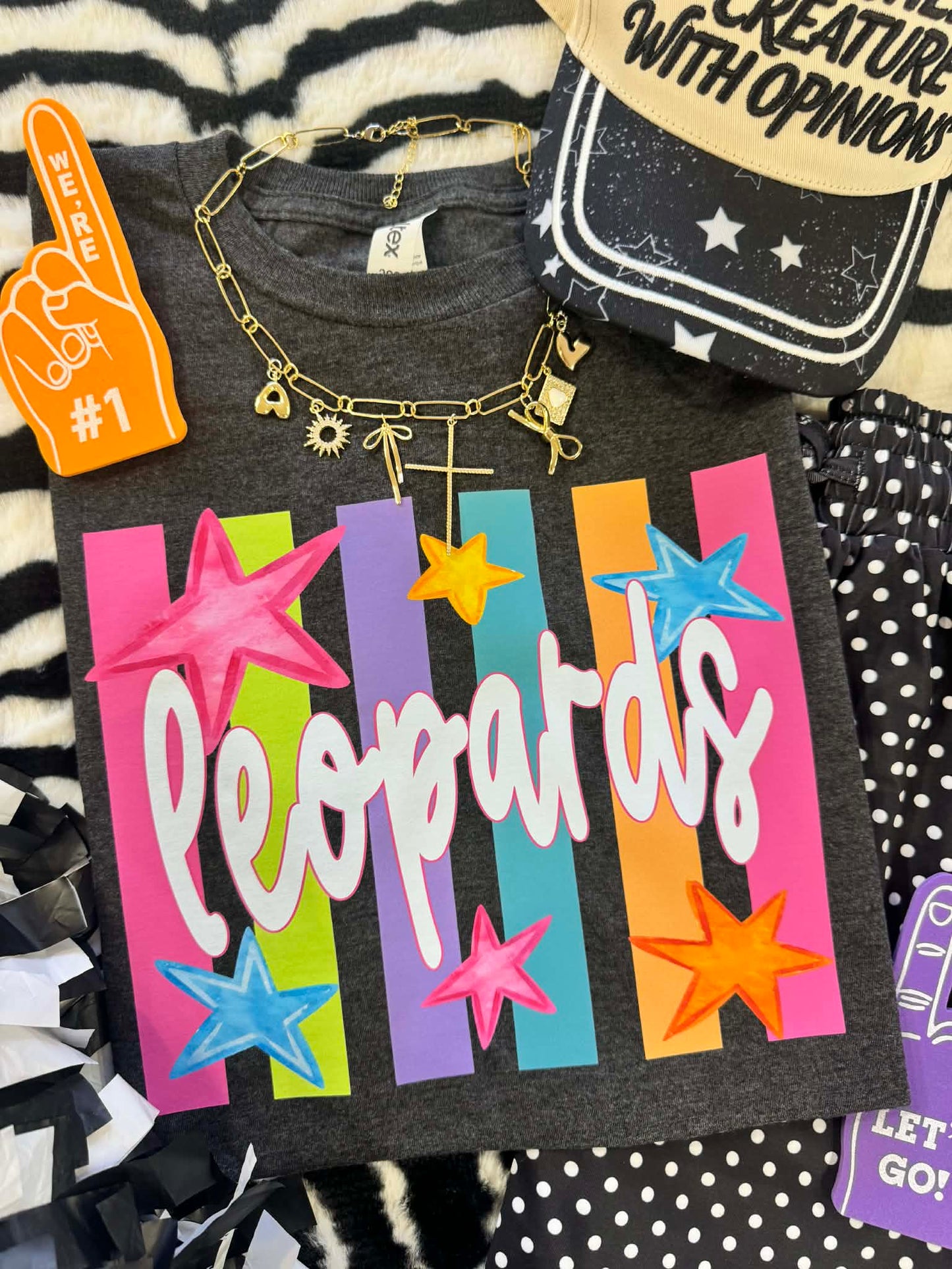 LEOPARDS NEON RAINBOW STARS TEE