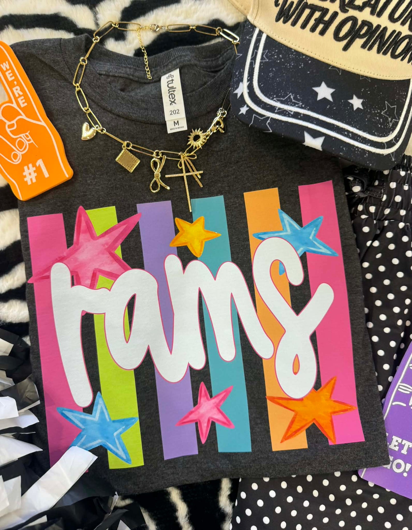 RAMS NEON RAINBOW STARS TEE