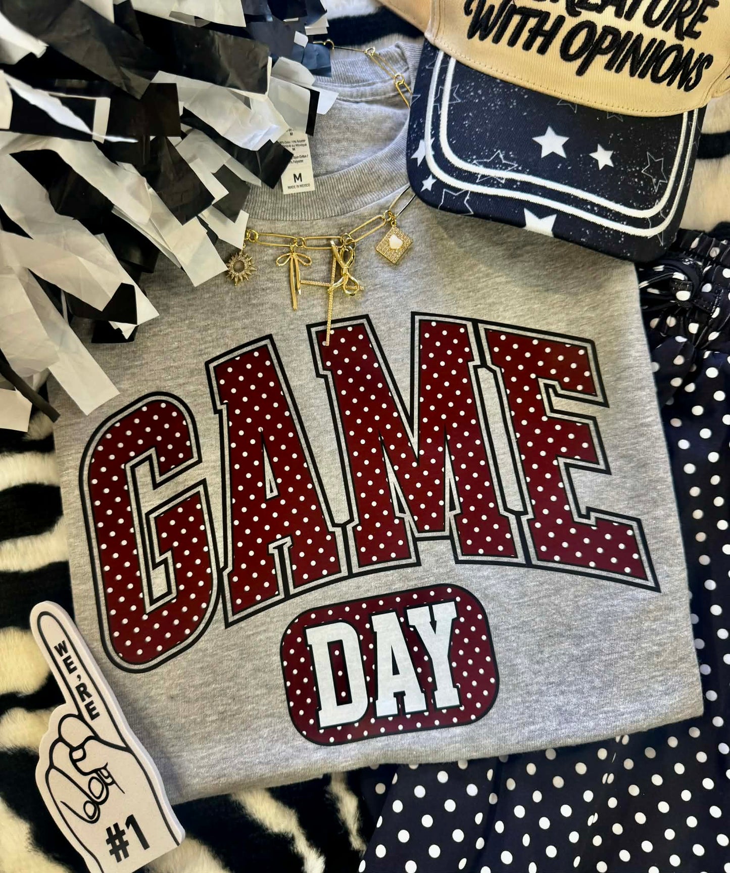 GAME DAY MAROON POLKA DOTS TEE