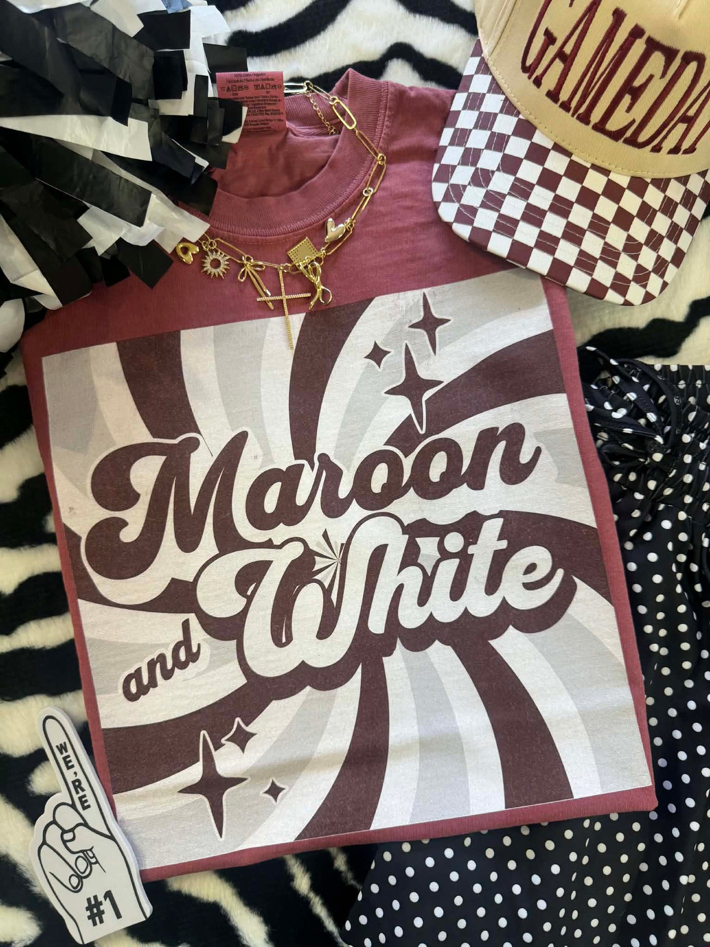 MAROON & WHITE RETRO TEE
