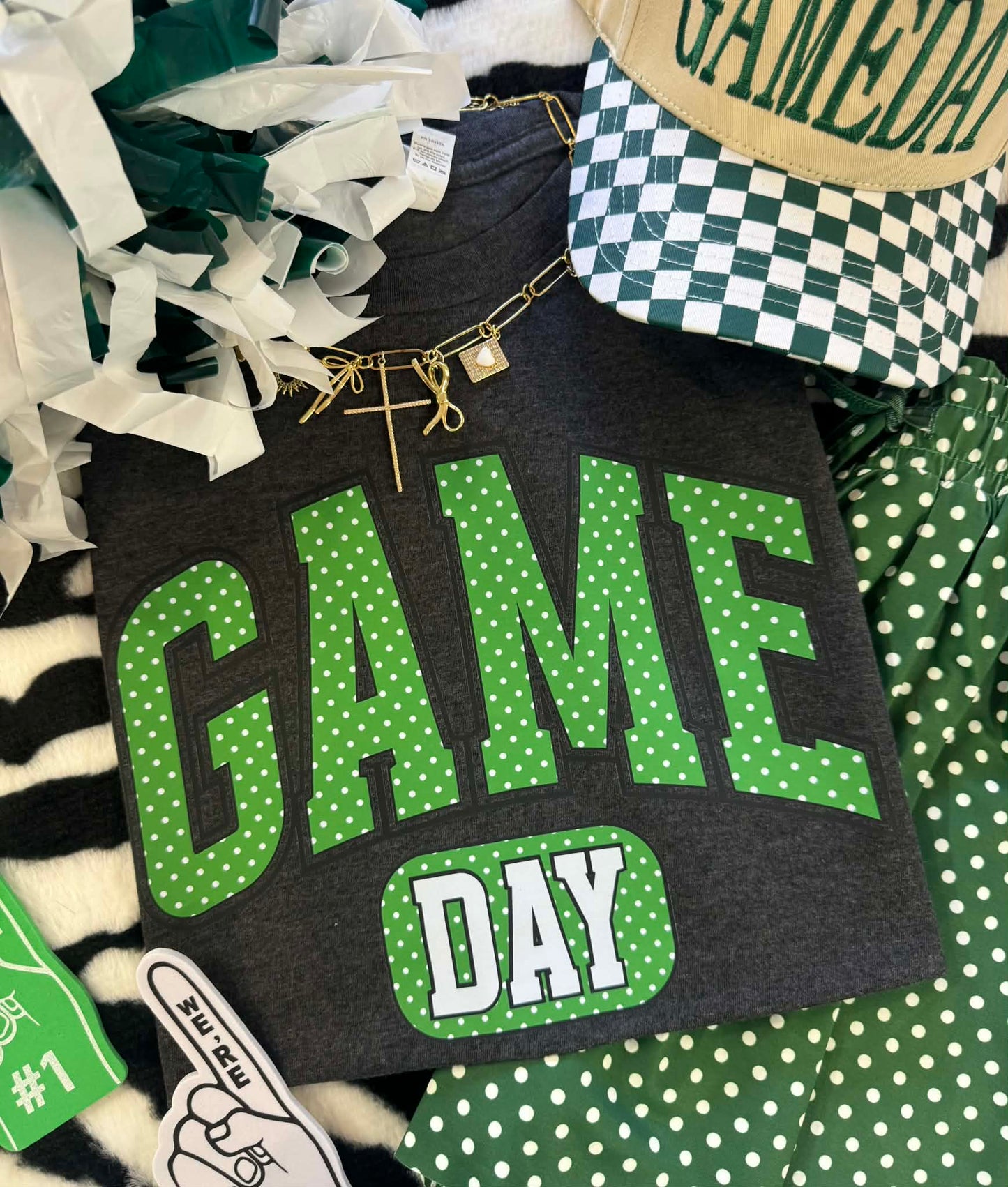 GAME DAY GREEN POLKA DOTS TEE
