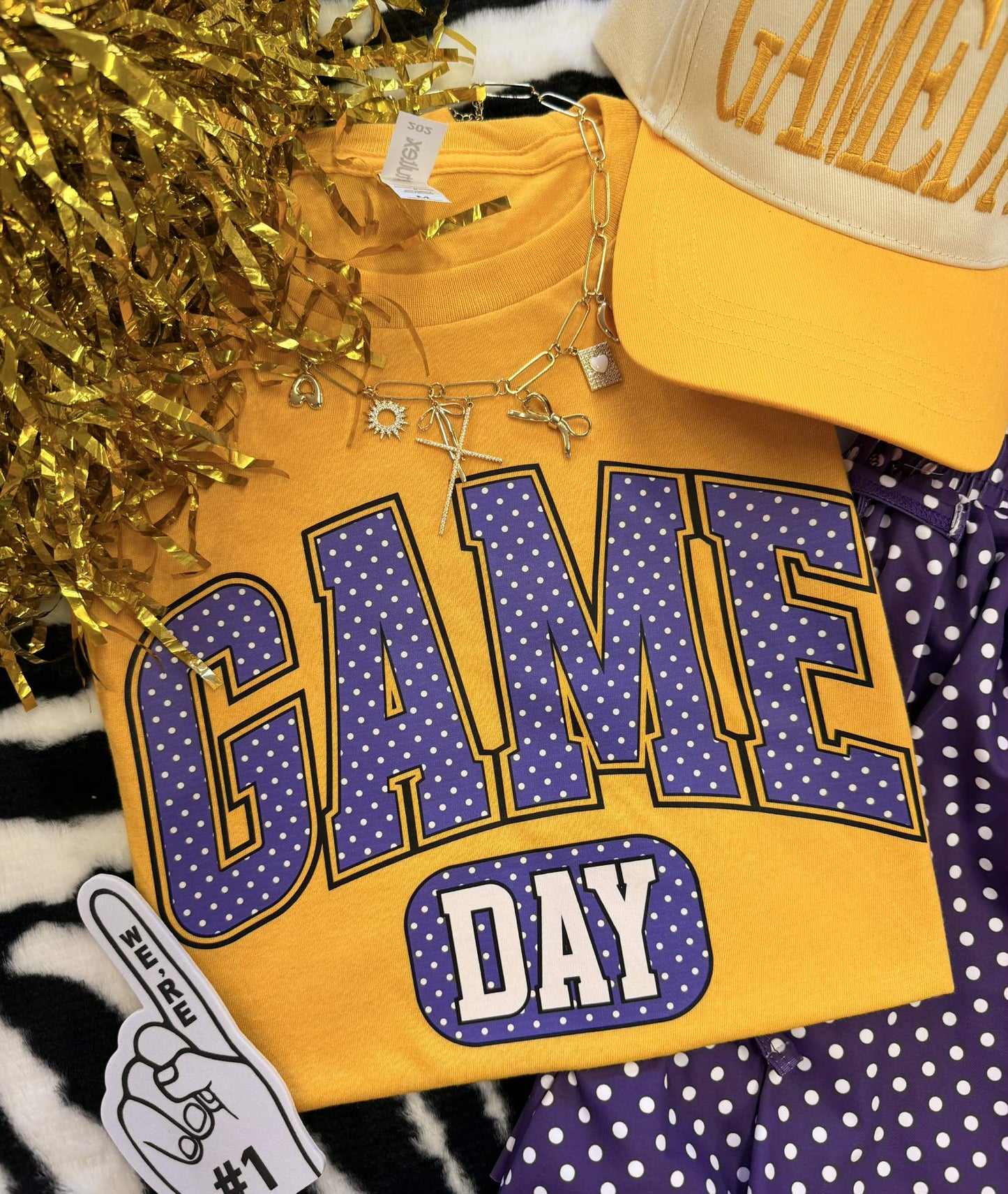 GAME DAY PURPLE & GOLD POLKA DOTS TEE
