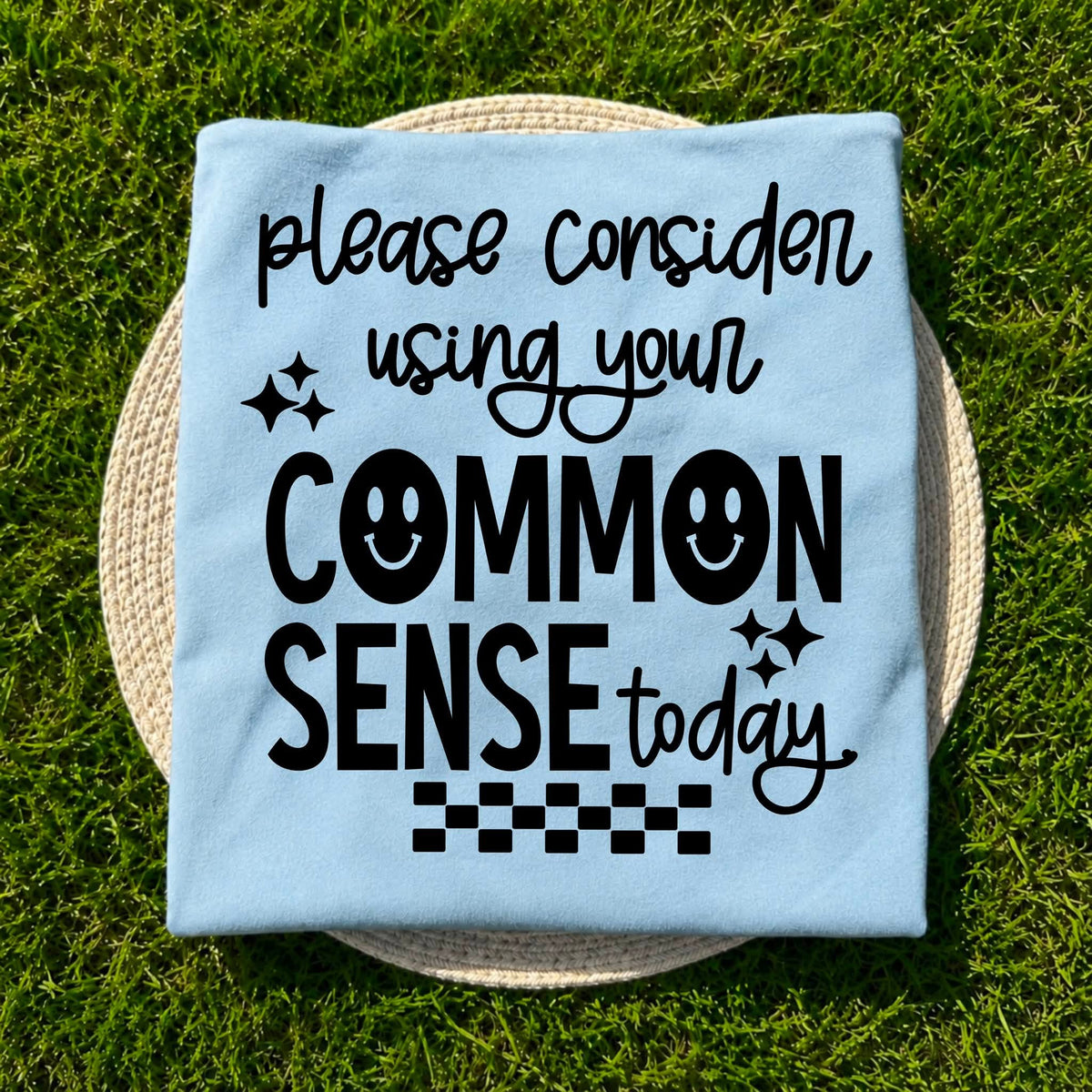 Please Consider Using Your Common Sense Light Blue Comfort Colors Tee
