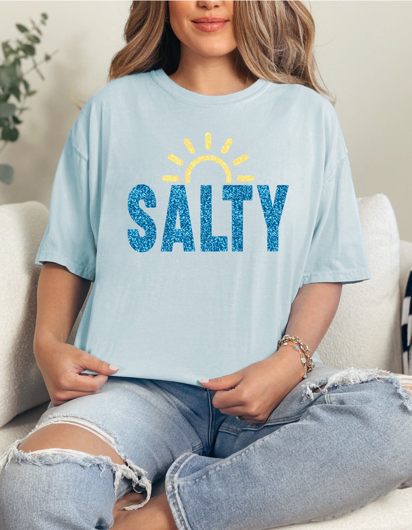Salty Sunrise Glitter Graphic Tank