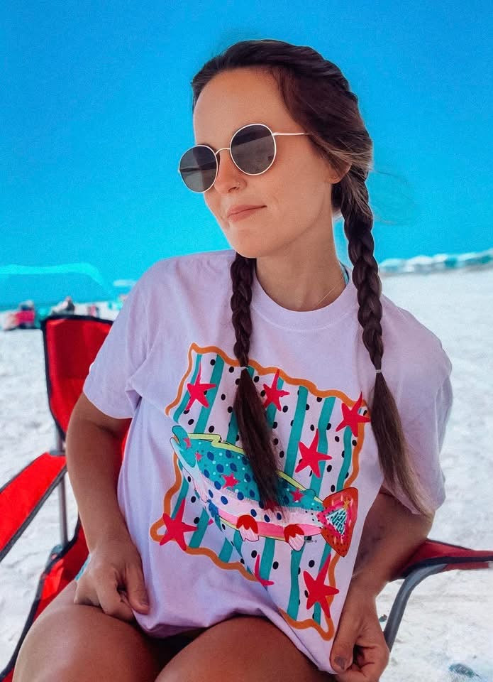 Colorful Coastal Fish Graphic Tee | Bright Beach Boutique Shirt | Summer Lake Day Graphic Tee | Fun Southern Fish T-Shirt
