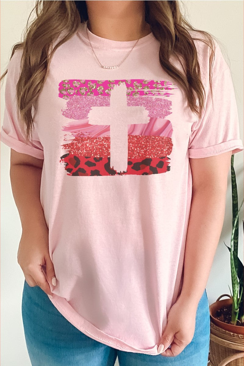 Valentine Cross Brush Tee or Sweatshirt