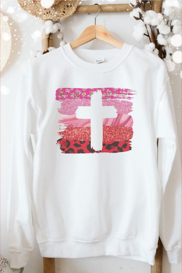Valentine Cross Brush Tee or Sweatshirt