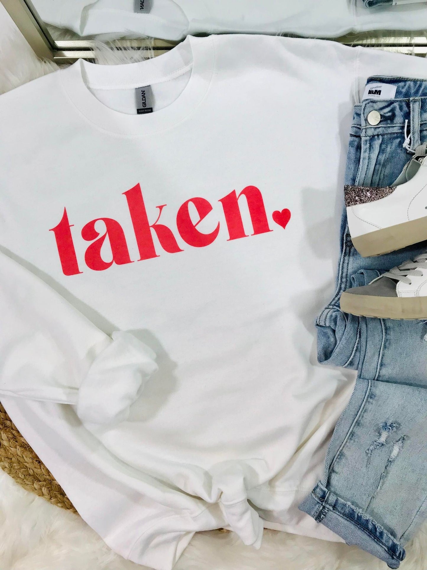 Taken Love Heart Valentine Puff Sweatshirt and Tee