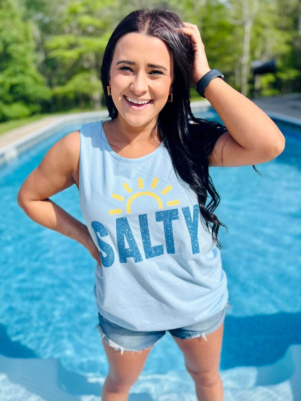 Salty Sunrise Glitter Graphic Tank