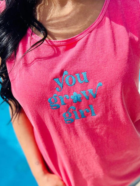 You Grow Girl Embroidered Tank Top
